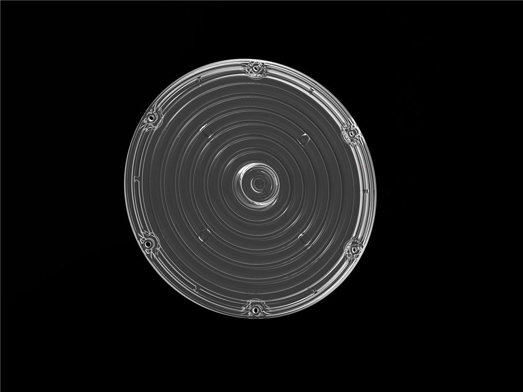 184mm 100w 150w 200w Round LED Illumination Optics With Abrazine Coating PC Material IP66 Protection Level
