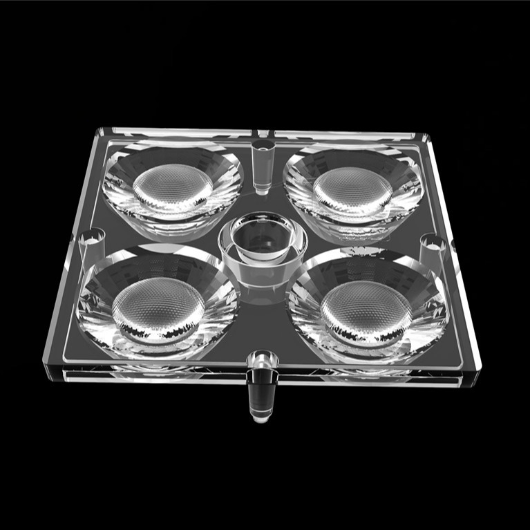 50*50mm 30 Degree 4 In 1 LED Light Lens PC Material For Flood Lighting SMD7070/ 5050/4*3030 LED