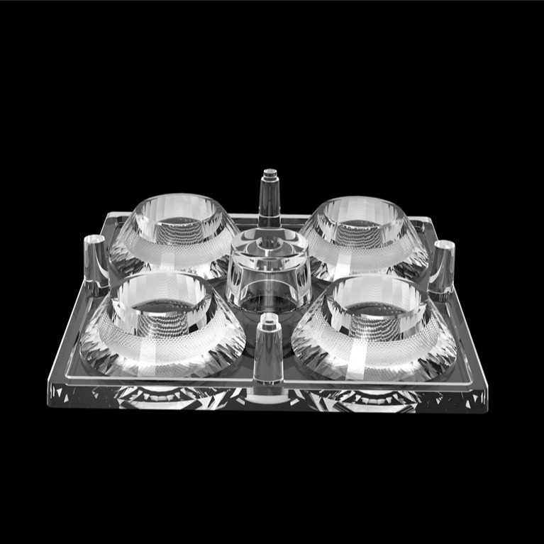 50*50mm 30 Degree 4 In 1 LED Light Lens PC Material For Flood Lighting SMD7070/ 5050/4*3030 LED