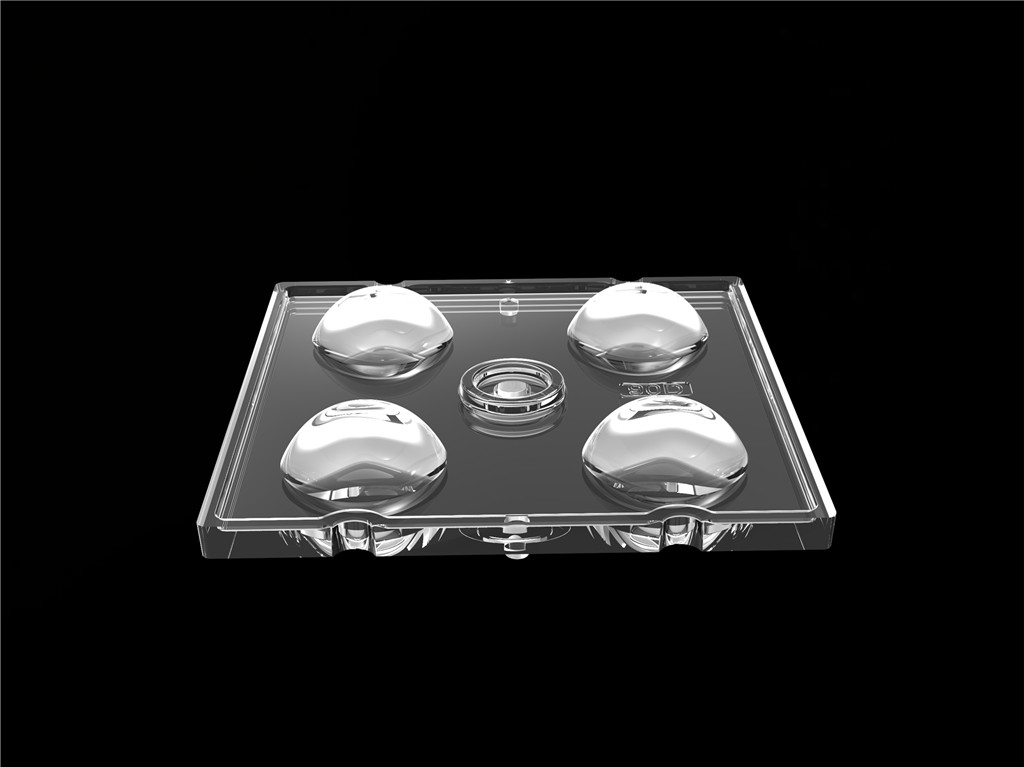 50*50mm 90 Degree 4 In 1 LED Light Lens PC Material For Flood Lighting SMD7070/ 5050/4*3030 LED