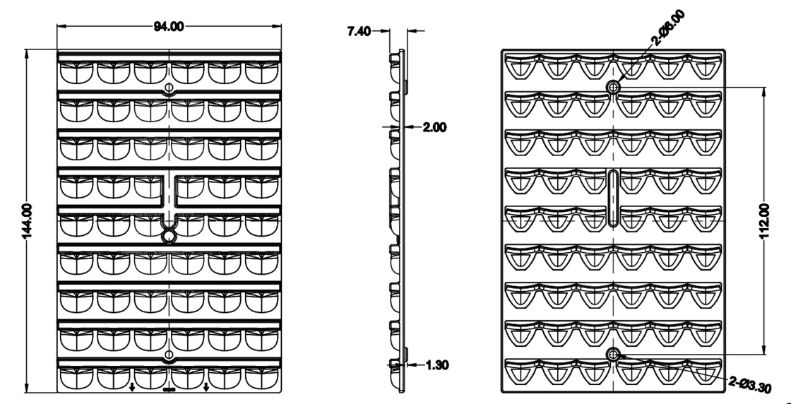 PC LED Stadium Lighting with 3030 Chips 54 leds lens , plastic led optic for tunnel lighting/pitch lights/street lights/