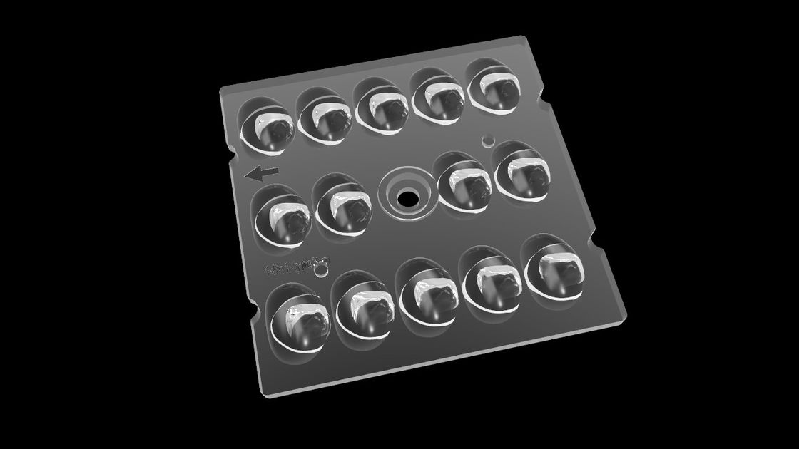 TYPE 3 Street Light Square LED Lens , Freeform Light Distribution Optics For LED Lighting